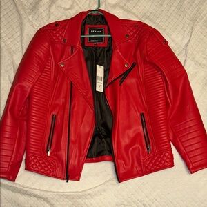 Reason Men's Vibrant Red Moto Jacket